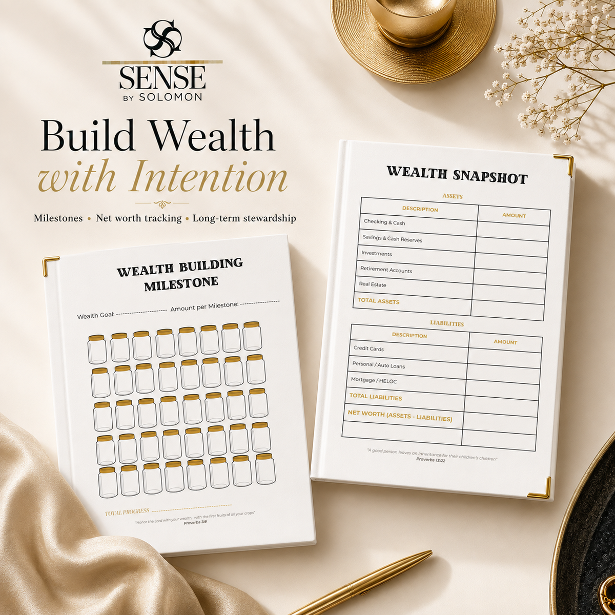 Sense by Solomon Financial Stewardship Planner luxury wealth building milestone and net worth image