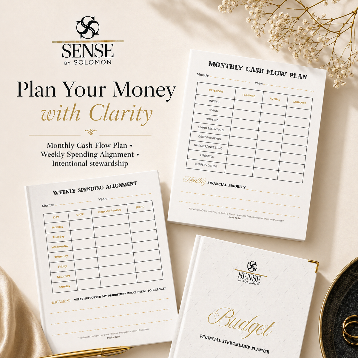 Sense by Solomon Financial Stewardship Planner luxury cash flow and weekly spending image