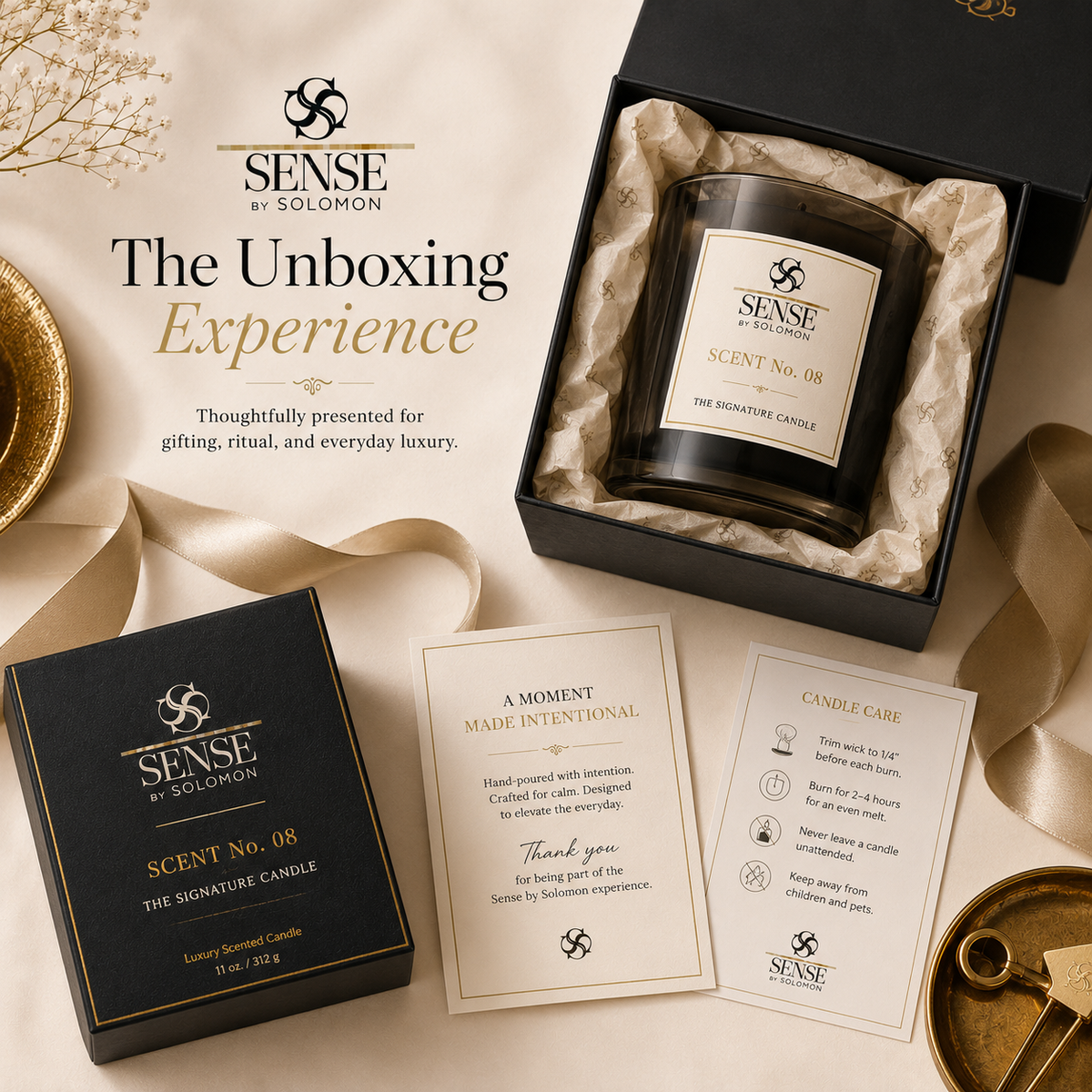 Sense by Solomon Scent No. 08 luxury candle unboxing experience